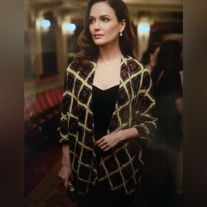 Chaser Velvet Diamond Kimono Wrap Boho Chic Oversized Cardigan NWT S113